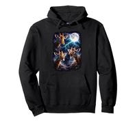 Dark Giraffe Under the Full Moon Vintage Fantasy Lightning Pullover Hoodie