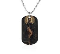 Dark Goddess Nyx Greek Mythology Women's Pendant Necklace for Men Silver Chain Customizable Jewelry Dog Tag Necklaces