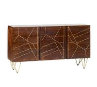 Dark Gold Extra Large Sideboard 3 Drawers And 2 Doors - Solid Mango Wood - L40 x W160 x H85 cm Indian Hub Brown One Size