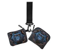 Dark Gorilla Breaking Through Paper Women's Money Organizers Compact Size Zipper Coin Purse Wallet with Zipper Coin Pocket for Work Travel 2 Packs