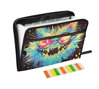Dark Gothic Aesthetics Terror Cat Paper Expanding File Folder 13 Pockets A4 Letter Size with Zipper Closure for Document Storage Expandable File Folder Organizer para guardar