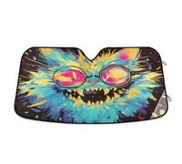 Dark Gothic Aesthetics Terror Cat Visor for car Windshield Foldable Sunscreen Shield Parasol para Autos