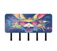 Dark Gothic Aesthetics Terror Rabbit Key Holder with Mail Organizer & 5 Self-Adhesive Hanging Key Hook for Room Decor Entryway Hallway