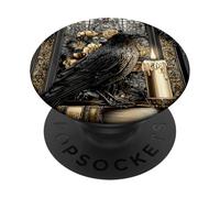 Dark Gothic Crow Raven Books Candle Scene PopSockets Adhesive PopGrip