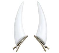 Dark Gothic Devil Horn Hair Clips - Cartoon Cosplay Halloween Ghost Headwear for Women Men (White)