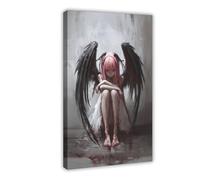 Dark Gothic Fallen Angel Anime Poster 2 Canvas Poster Wall Art Decor Print Picture Paintings for Living Room Bedroom Decoration 24" L X 36" W