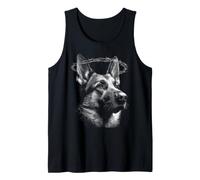 Dark Gothic German Shepherd Dog with Barbed Wire Grunge Tank Top