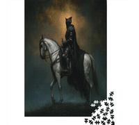 Dark, Gothic Jigsaw Puzzles Dark Armor Riding War Horses Challenge Toy Educational Games Home Decoration for Adults& Teenager Age 14 Years Up 70x50cm/1000pcs
