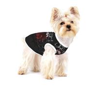 Dark Gothic Red Diamond Heart Print Pet T-Shirt - Summer Dog Clothes Soft Puppy Apparel Outfit for Small Dogs and Cats Daily Outdoor Wear