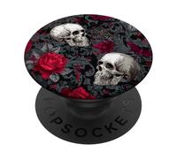 Dark Gothic Rose Bat Spiderweb Ornate Pattern Halloween PopSockets Adhesive PopGrip