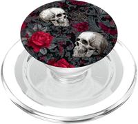 Dark Gothic Rose Bat Spiderweb Ornate Pattern Halloween PopSockets PopGrip for MagSafe