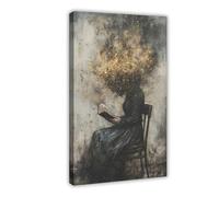 Dark Gothic Victorian Era Women's Reading Canvas Poster Wall Art Decor Print Picture Paintings for Living Room Bedroom Decoration 08x12inch(20x30cm)