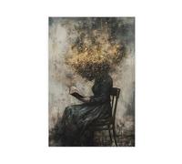 Dark Gothic Victorian Era Women's Reading Canvas Poster Wall Art Decor Print Picture Paintings for Living Room Bedroom Decoration 16x24inch(40x60cm)