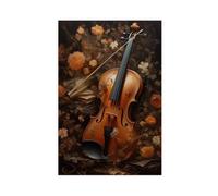 Dark Gothic Vintage Violin Instrument Oil Painting Canvas Poster Wall Art Decor Print Picture Paintings for Living Room Bedroom Decoration 8" L X 12" W