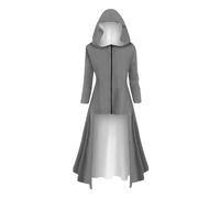 Dark Gothic Women's Hooded Dresses, Halloween cosplay nun witch pirate costume Plus Size Fancy Dress costumes.,Grey,XL