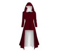 Dark Gothic Women's Hooded Dresses, Halloween cosplay nun witch pirate costume Plus Size Fancy Dress costumes.,Red,M
