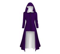 Dark Gothic Women's Hooded Dresses, Halloween cosplay nun witch pirate costume Plus Size Fancy Dress costumes.,Purple,M