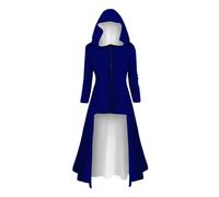 Dark Gothic Women's Hooded Dresses, Halloween cosplay nun witch pirate costume Plus Size Fancy Dress costumes.,Blue,XL