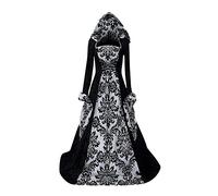 Dark Gothic Women's Hooded Dresses, Halloween cosplay nun witch pirate costume Plus Size Fancy Dress costumes.,White,XXL