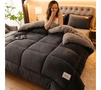 (Dark Gray, 150cm*200cm) 1pc Thick Plush Winter Quilt - Ultra Soft & Extra Warm Milk Fleece Comforter With Reverse, Quilted Craft For All-Season Warmth & Comfort