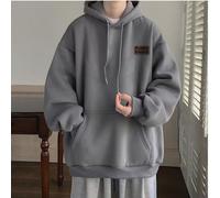 (dark gray, 2XL) Men's Versatile High Street Hooded Sweatshirt - Trendy, American Style, Plus Velvet, Student-Friendly for Spring and Autumn