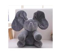 (Dark gray) 30cm Peek A Elephant Stuffed Plush Doll Electric Toy Talking Singing Musical Toy Elephant Play Hide And Seek For Kids