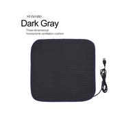 (Dark gray) Car Seat Ventilation Cushion 12V USB Summer Fan Blower Single Cooling