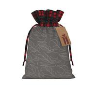 Dark Gray Christmas Drawstring Gift Bags With Tags,Xmas Candy Bag | 2 Sizes 6.9""X11.8"" /4.7""X8.3""Plaid Cotton Bags Sacks Xmas Red Wrapping Storage Bags For Gift Candy Goodie Party Suppliy
