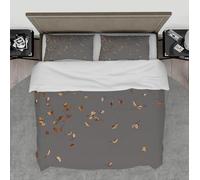Dark Gray Duvet Cover Autumn Falling Leaves Print Bedding Set Boys Girls Room Decor Breathable Lightweight Quilt Cover with 2 Pillow Shams Emperor