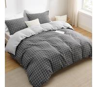 Dark Gray Emperor Size Duvet Cover Set Grid Geometry Bedding Bed Set Soft Breathable Microfiber 3D Quilt Covers 290x235 cm with Zipper Closure and 2 Pillowcases Easy Care c-3835