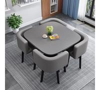 Dark Gray Imitation Marble Square Conference Table - Office Reception Simple Kitchen Dining Set Space-Saving Dining Furniture for Business Meeting & Breakfast Bar