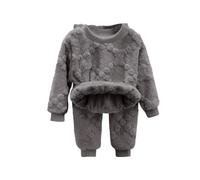 Dark Gray Kids Fleece Pyjamas Sets 2PC Plush Pullover Sweater Joggers Trousers Girl Clothes Baby Boys Sweatsuit Winter Warm Sweatshirts Trousers Thermal Cosy Clothing 6-7 Years