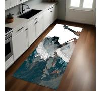 Dark Gray Kitchen Rug Musical Instruments Guitar Girl Non-Slip Runner Mat 50 x 150 cm Rubber Backed Washable Indoor/Outdoor Area Mat Country Decor