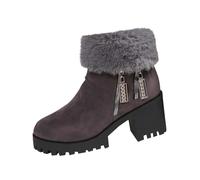 Dark Gray Ladies' Casual Boots with Sturdy Heel and Cozy Lining, Ideal for Long Walks and City Life