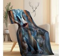 Dark Gray Reversible flannel Blanket - Fantasy Dragon Stone Wall Cave Soft Fluffy Fuzzy Warm Blanket Throws for Bed and Couch, Throw/Single (150 x 200 cm) Thick Blanket for All Season Use