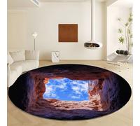 Dark Gray Round Area Rug Living Room, Washable Surreal Ism Sky Simplicity Printed Circle Rug for Bedroom - Carpet Indoor for Living Room Kitchen Hallway 160 cm