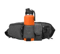 Dark Gray Running Belt - 17.72in Fanny Pack, Waterproof Money Belt, Adjustable Waist Pouch | Waist Bag with Water Bottle Holder for Cycling Workout Walking Travel Camping Biking Gym Jogging Sport