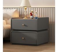 Dark Gray Solid Wood Pine Nightstand 2 Der Bedside Table with Metal Handle Night Console for Bedroom & Living Room Modern Nightstand (40cm)