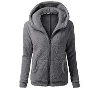 Dark Gray Teddy Fleece Sweatshirts Womens Winter Warm Sherpa Full Zip Up Hooded Jacket Fuzzy Hoodies with Pockets Stylish Soft Plush Fluffy Solid Color Oversized Hoodie Outwear Coats for Ladies