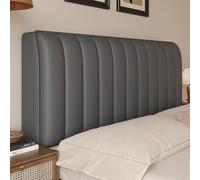 Dark Gray UpholstHeadboard Cover for Double/Single Bed Universal Eco-Leather Protect Soft Padding Slish Bedhead Protector (130cm)