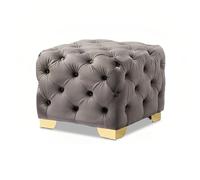 Dark Gray Velvet Ottoman - Upholstered Footol with Chic Button Tufting for Living Room Bedroom Modern Decor Stylish Seating and rage Solution