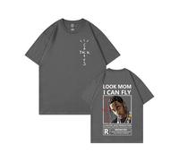 (Dark Gray [White Label], S) Summer Mens Short Sleeve T-Shirts Ins Kanye Travis Scott Simple Print American Style Short Sleeve