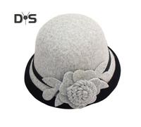 (dark gray) Women Retro Beanie 3D Flower Decor Dome Contrast Color Short Brim Cold Weather Thermal Hat Dating Shopping Party Headwear