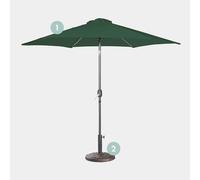 Dark Green 2.7m Steel Garden Parasol & Base Set (9kg)