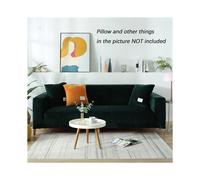 (Dark Green, 2 Seater:145-185cm) Seater Velvet 13 Elastic Plush Sofa Cover Corner Couch Cover L Shape Protection