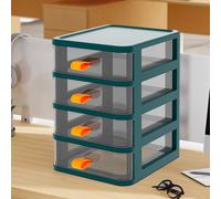 (Dark Green) 4-Tier Drawers Stationery Cosmetic Storage Box
