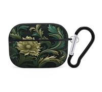 Dark Green and Green Style Earbuds Organizer Shockproof Protective Airpods Pro Cover with Carabiner Clip Anti Fall Carrying Earphone Case Cover for Airpods Pro 2nd Generation Black