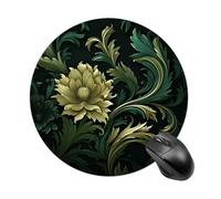 Dark Green and Green Style Round Mouse Pad 7.8 Inch, Portable Gaming Mouse Mat with Non-Slip Rubber Base & Smooth Surface, Waterproof Mousepad for PC, Laptop, Computer, Office, Home