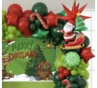 Dark green and red balloons