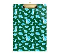 Dark Green Background Light Blue Dinosaur Contractor clipboard Plastic Standard Hole for Coaches Medical Classroom Size 9 x 12